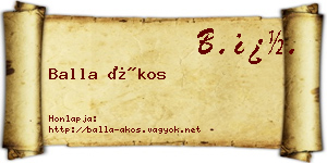 Balla Ákos névjegykártya